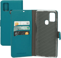 Mobiparts Galaxy A21s (2020) - Wallet Case - Saffiano motief - Turquoise