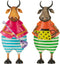 J-Line decoratie Koe Tuinieren - ijzer - mix - 2 stuks