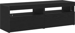 vidaXL - TV - Meubels - met - LED - Lichten - 2 - stuks - Zwart - Eiken - 60x35x40 - cm - Geengineerd - Hout