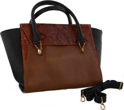 Mh Bijoux Schoudertas Dames 24 X 41 Cm Leer Zwart/bruin 2-delig