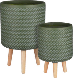 Mica Decoration Corda Plantenbak - H46 x Ø30 cm - Magnesium - Groen - Set van 2