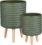 Mica Decoration Corda Plantenbak - H46 x Ø30 cm - Magnesium - Groen - Set van 2