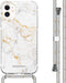 iMoshion iPhone 11 - Hoesje met Koord - Verstelbaar Koord - Wit / White Marble