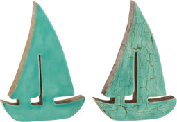 J-Line decoratie Boot Mango - hout - auur - extralarge - 2 stuks