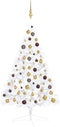 vidaXL - Kunstkerstboom - met - verlichting - en - kerstballen - half - 120 - cm - wit