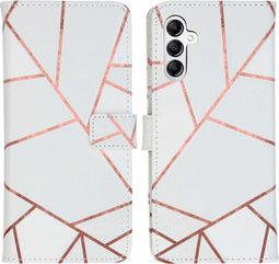 iMoshion Hoesje Geschikt voor Samsung Galaxy A14 (5G) Hoesje Met Pasjeshouder - iMoshion Design Softcase Bookcase - Wit / White Graphic