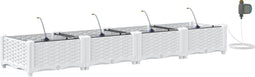 vidaXL - Tuinplantenbakken - met - Waterirrigatiesysteem - - - 4 - stuks - - - Wit