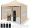 NIVADA Easy Up Partytent XL - 3x3m - Waterdicht met 4 Afneembare Zijwanden - Beige