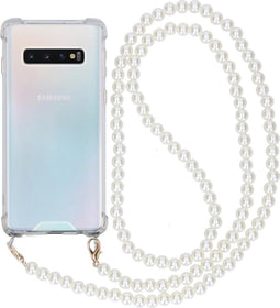 iMoshion Hoesje Geschikt voor Samsung Galaxy S10 Hoesje Met Koord - iMoshion Backcover met koord - Parel - Transparant