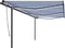 vidaXL - Luifel - automatisch - met - LED - en - windsensor - 6x3 - m - blauw - en - wit