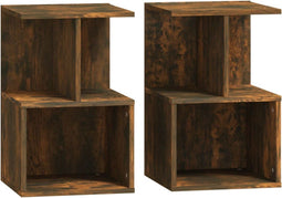 vidaXL - Nachtkastjes - 2 - st - 35x35x55 - cm - bewerkt - hout - gerookt - eikenkleurig