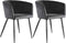 PTMD Mace Velvet Stoelen - 52 x 50 76 cm - Fluweel - Grijs - Set van 2
