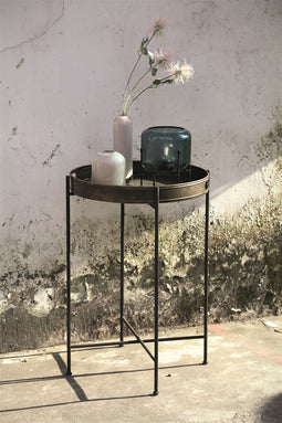 PTMD Taren goudkleurige metalen tafel rond maat in cm: 50 x 50 x 74 - Goud