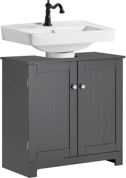 SoBuy BZR18-II-DG - Wastafelonderkast - 2 Deuren - Grijs Houtcomposiet