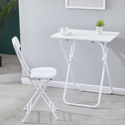 Ceruzo Kinder Klaptafel met Stoel - Opvouwbaar - MDF - Metaal - Wit