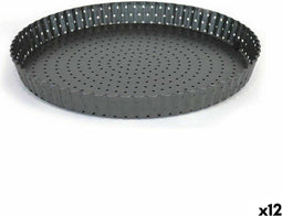 Springvorm Pan Quttin Zwart Koolstofstaal Geperforeerd 32 x 3 cm (12 Stuks)