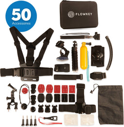 Flowkey GoPro Accessoires Kit - Set van 50 in 1 met Luxe Opbergkoffer - Geschikt voor GoPro Hero 10 9 8 7 6 5 4