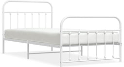 vidaXL - Bedframe - met - hoofd- - en - voeteneinde - metaal - wit - 100x200 - cm