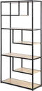 LIFA LIVING Open Wandkast - Opbergkast - Boekenkast - Industrieel - Zwart - Hout & Metaal - 82 x 34