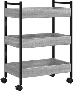 vidaXL - Keukentrolley - 50x30x70 - cm - bewerkt - hout - grijs - sonoma - eikenkleur