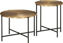 vidaXL - Salontafels - 2 - st - metaal - messing - en - zwart