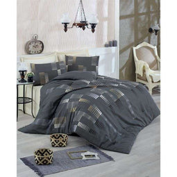 Beddengoedset - Dekbedovertrek 220x240 cm + 2 kussenslopen 60x60 cm - 65% katoen 35% polyester - Antraciet