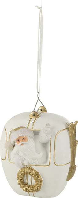 J-Line kersthanger Sneeuwcabine Kerstman - polyresin - wit/goud