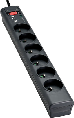 Eaton Protection Strip PS6D - Stekkerdoos 6x Schuko - Aan/uit-schakelaar LED-indicator - Zwart