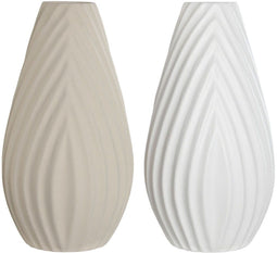Vaas Home ESPRIT Wit Beige Keramiek Traditionele stijl 24 x 24 x 41 cm (2 Stuks)