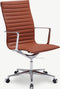 Furnicher Akira bureaustoel - Leren zitting - Chroom frame - In hoogte verstelbaar - Draaibaar - Cognac
