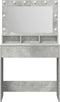 vidaXL - Kaptafel - met - LED-verlichting - in - Betongrijs, - 79x41x135 - cm