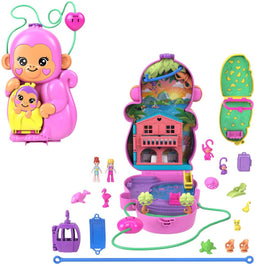 Polly Pocket Moederaap en Baby - Speelfigurenset - 2-in-1 speelset met 2 minipoppen en 12 accessoires