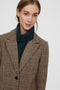 VERO MODA VMBLAST CHECK LONG WOOL JACKET - Dames Jas - Reverskraag lange mouwen knoopsluiting - Maat L (40)