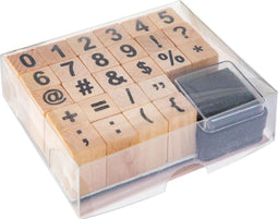 Grafix Houten Stempelset Cijfers & Symbolen, 27dlg.