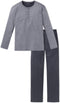 Schiesser Heren Pyjama - Lange broek - Serafinokraag met knoopsluiting - Antraciet