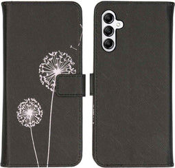 iMoshion Hoesje Geschikt voor Samsung Galaxy A14 (5G) Hoesje Met Pasjeshouder - iMoshion Design Softcase Bookcase - Zwart / Dandelion