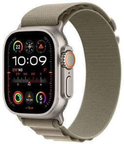 Apple Watch Ultra 2 (2023) - GPS + Cellular - zilver - Alpine-bandje Olijfgroen Medium