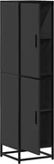 vidaXL - Hoge - kast - 35,5x35x139 - cm - bewerkt - hout - en - metaal - zwart