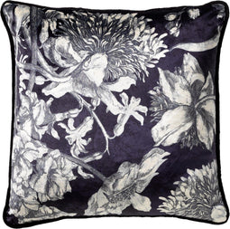 Dutch Decor LAUREN - Kussenhoes velvet Raven 45x45 cm - zwart - met rits