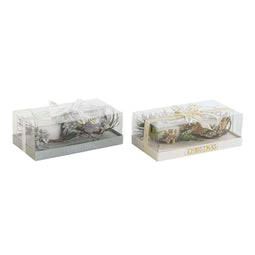 kaarsjes DKD Home Decor Gouden Zilverkleurig Kerstmis 10 x 10 x 7 cm (2 Stuks)