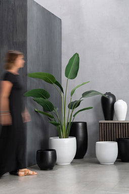 J-Line vaas Ying - kermiek - zwart - large - 90 cm hoog