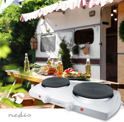 Nedis Elektrische Kookplaat - Kookzones: 2 - 2300 W - Oververhittingsbeveiliging - Wit