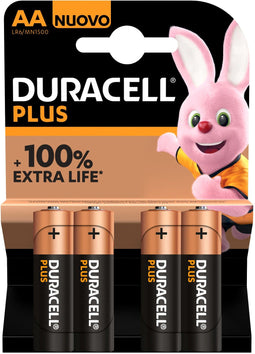 Duracell Plus 100 - Alkalinebatterijen AA - Tot 100% extra levensduur - (4 stuks)