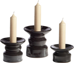 WOOOD Exclusive Kandelaar Mason - Keramiek - Zwart - Set van 3