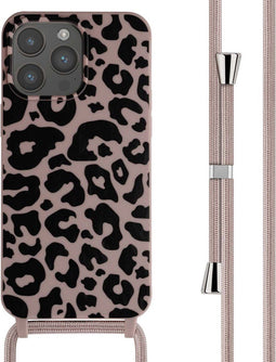 imoshion Hoesje Geschikt voor iPhone 15 Pro Max Hoesje Met Koord - imoshion Siliconen design hoesje met koord - Roze / Animal Pink