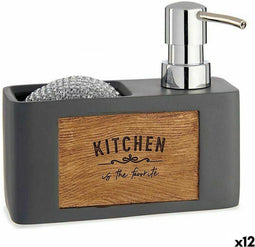 2-in-1 zeepdispenser voor het aanrecht Bruin Grijs Polyresin (12 Stuks)