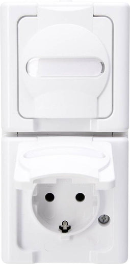 Kopp 131402009 BlueElectric Compleet Wandcontactdoos met randaarde en klapdeksel spatwaterdicht Arctisch-wit 2-voudig 1