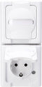 Kopp 131402009 BlueElectric Compleet Wandcontactdoos met randaarde en klapdeksel spatwaterdicht Arctisch-wit 2-voudig 1