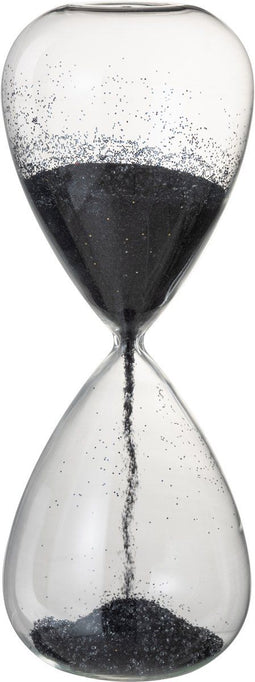 J-Line zandloper Parels - glas - zwart - extra large