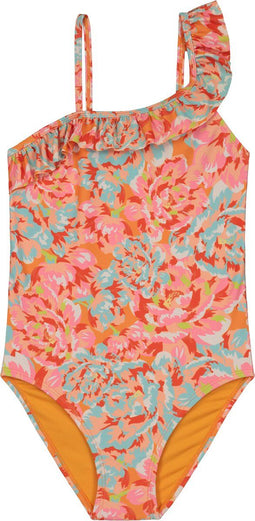 Shiwi MOON - Swimsuit FLORES FLOWER - Gebloemd - pumpkin orange